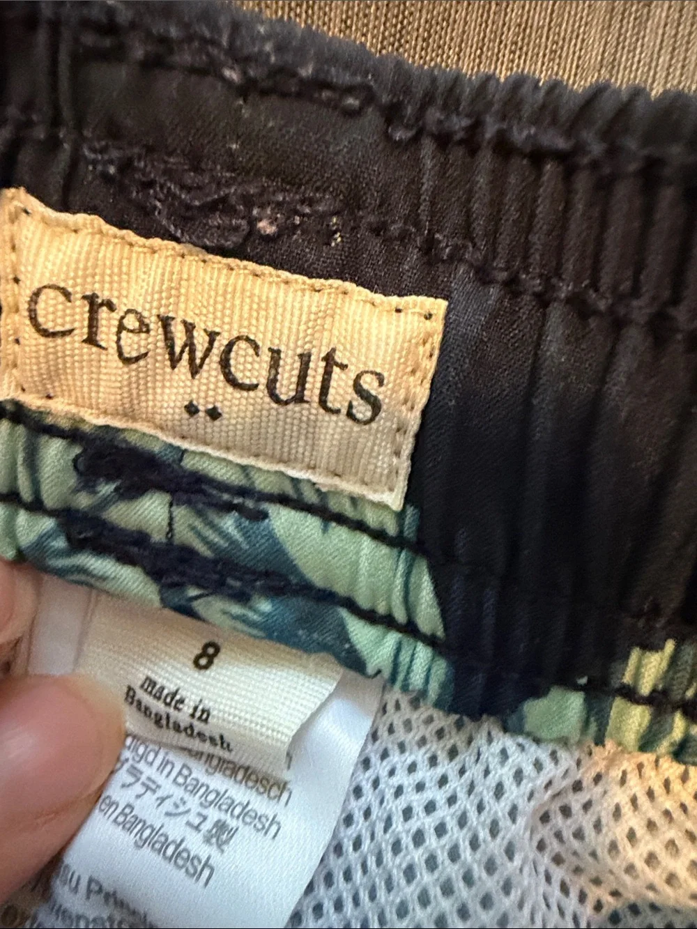 Crewcuts Navy Tropical Floral Swim Trunks with Yellow Drawstring